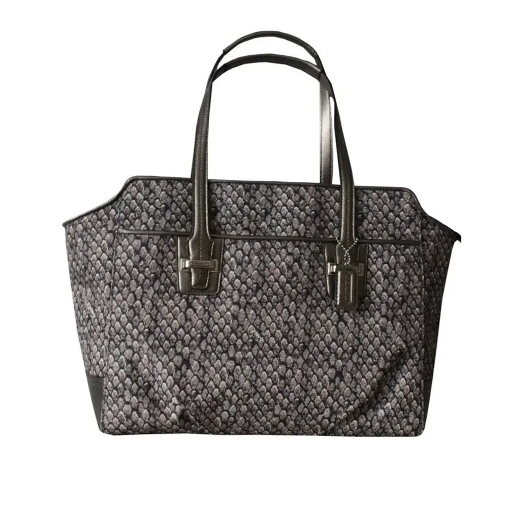 COACH Taylor Gray Snake‎ Print Alexis Carryall Satchel Handbag Purse Retail $398